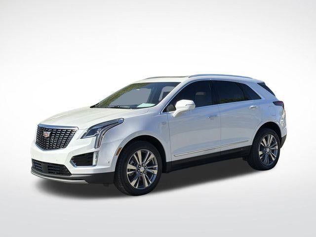 2026 Cadillac XT5 Premium Luxury in Crystal White Tricoat — front three-quarter view