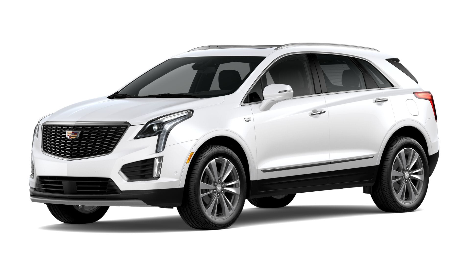 2026 Cadillac XT5 Premium Luxury in Crystal White Tricoat — front three-quarter view