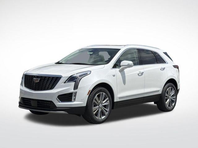 2026 Cadillac XT5 Premium Luxury in Crystal White Tricoat — front three-quarter view