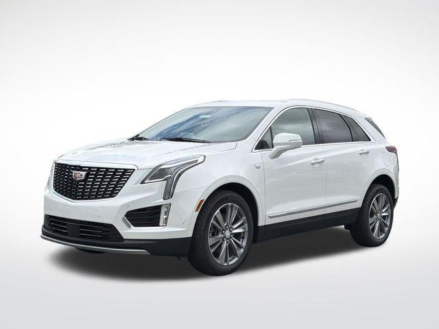 2026 Cadillac XT5 Premium Luxury in Crystal White Tricoat — front three-quarter view