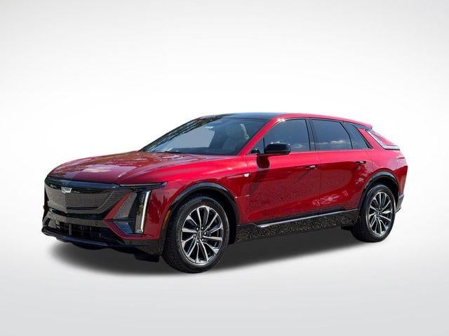 2026 Cadillac LYRIQ Sport in Radiant Red Tintcoat — front three-quarter view