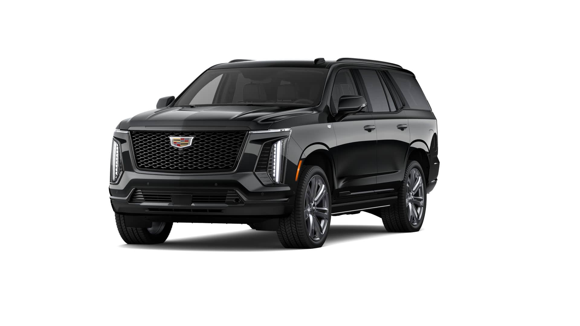 2026 Cadillac Escalade Platinum Sport in Black Raven — front three-quarter view