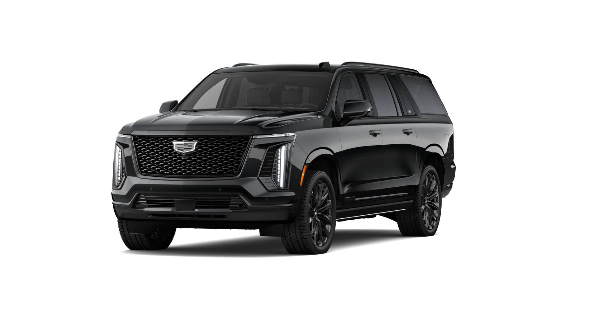 2026 Cadillac Escalade ESV Platinum Sport in Black Raven — front three-quarter view